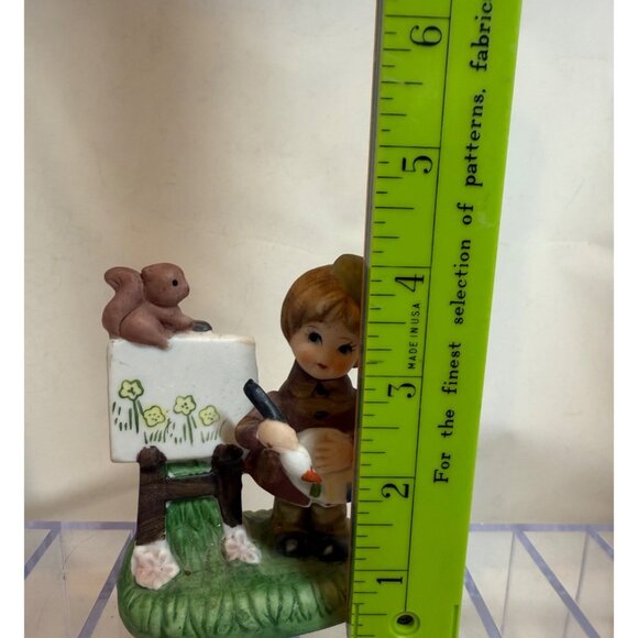 Vintage Ceramic Figurine Of Painter Girl With Squirrel & Easel By Lego Hand-Pain - Picture 8 of 9